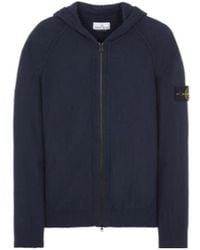 Stone Island - Logo-Patch Knitted Zip-Up Hoodie - Lyst