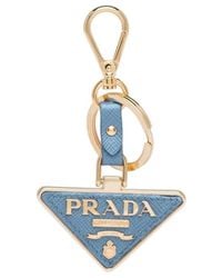 Prada - Saffiano Leather And Metal Keychain - Lyst