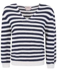 Twinset - Striped V-Neck Knitted Sweater - Lyst