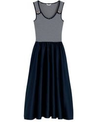 Tommy Hilfiger - Tone Button Slim Mixed Midi Dress - Lyst