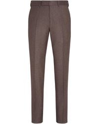 ZEGNA - Light Melange Wool And Cashmere Pants - Lyst