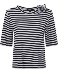 Seventy - Floral-Detail Striped T-Shirt - Lyst