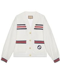 Gucci - Web-Striped V-Neck Cardigan - Lyst