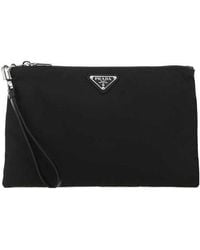 Prada - Re-Nylon And Saffiano Leather Pouch - Lyst