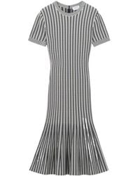 McQueen - Striped Knitted Midi Dress - Lyst