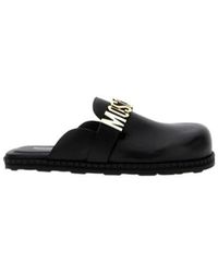 Moschino - Logo Lettering Almond Toe Mules - Lyst