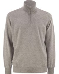 Brunello Cucinelli - Funnel-Neck Knitted Polo Shirt - Lyst