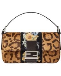 Fendi - Baguette 26424 Embroidered Jaguar Print Pony-Effect Leather Bag - Lyst