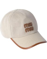Miu Miu - Canvas And Leather Baseball Cap - Lyst