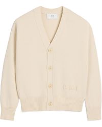Ami Paris - Logo Embroidered Knitted Cardigan - Lyst