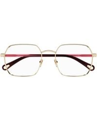 Chloé - Chloé Eyewear Square-Frame Logo-Engraved Glasses - Lyst