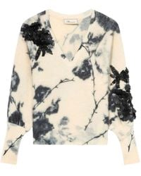 Blumarine - Floral-Print Sequin-Embellished Sweater - Lyst
