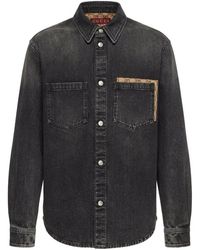 Gucci Oversized Washed Denim Shirt in Blue for Men | Lyst