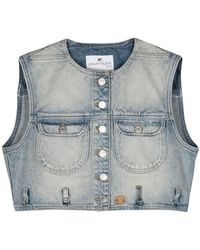 Courreges - Courrèges Multiflex Denim Cropped Vest - Lyst