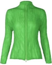 Issey Miyake - Chiffon Twist 1 Pleated Zip Cardigan - Lyst