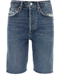 Agolde - Knee-Length Straight Fit Denim Shorts - Lyst