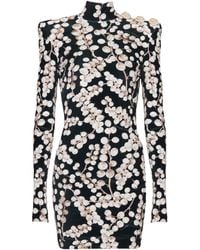 Balmain - Backless Velvet Dress With Redcurrant Print - Lyst