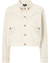 RRL - Ida Cropped Embellished Denim Jacket - Lyst