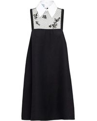 Prada - Cady And Embroidered Mesh Mini-Dress - Lyst