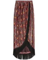 Valentino - Fringed Floral-Print Maxi Skirt - Lyst
