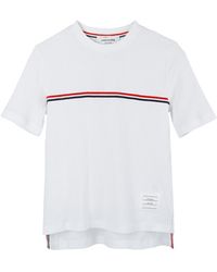 Thom Browne - Rwb Striped Crewneck T-Shirt - Lyst