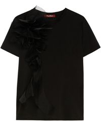 【Max Mara STUDIO】Sughero 刺繍入り ジャージー Tシャツ Max Mara Studio Sughero T-Shirt in White | Lyst