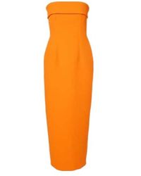 Emilia Wickstead - Keeley Strapless Crêpe Midi Dress - Lyst
