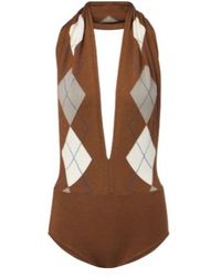 Mugler - Argyle Virgin Wool Bodysuit - Lyst