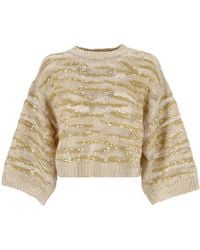 Brunello Cucinelli - Sequin Embellished Knitted Jumper - Lyst