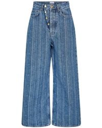 Ganni - Denim Dble Fly Wide Leg Jeans - Lyst