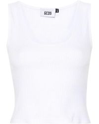 Gcds - U-Neck Logo Embellished Sleeveless Ribbed Top - Lyst