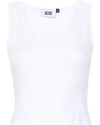 Gcds - U-Neck Logo Embellished Sleeveless Ribbed Top - Lyst