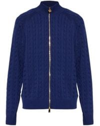 Versace - Stand-Up Collar Zipped Cardigan - Lyst