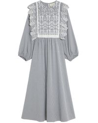 Weekend by Maxmara - Gingham Cotton Dress With Broderie Anglaise Embroidery - Lyst