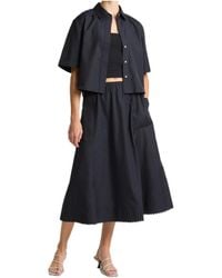Vince - Scallop-Detail Cotton Midi Skirt - Lyst