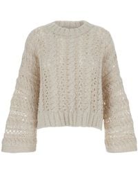 Antonelli - Braided Knit Crewneck Sweater - Lyst