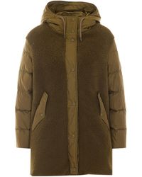 Herno - Hooded Shearling Panel Coat - Lyst