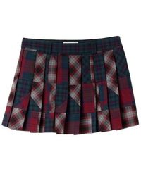 Miu Miu - Pleated Plaid Patchwork Miniskirt - Lyst