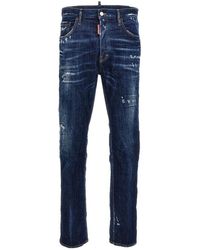 DSquared² - Logo Patch Distressed Straight-Leg Jeans - Lyst