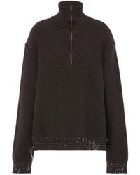 Maison Margiela - Half-Zip Frayed Detail Jumper - Lyst