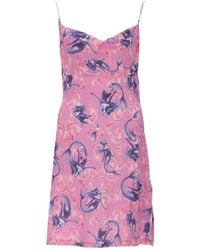 Versace Jeans Couture - Couture Embellished-Strap Print Slip Dress - Lyst