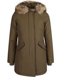 Woolrich - Fur-Trimmed Hooded Padded Coat - Lyst