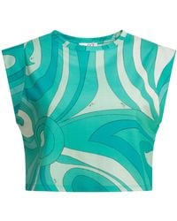 PUCCI - Pucci Marmo Abstract Cropped Top - Lyst
