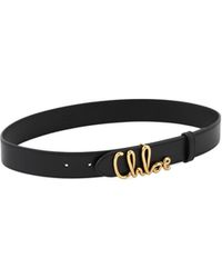 Chloé - Chloé Iconic Logo Plaque Belt - Lyst