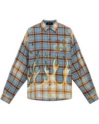 Amiri - Oversized Checked Logo Shirt - Lyst