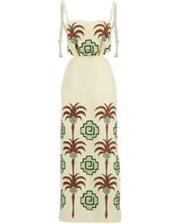 Johanna Ortiz - Tributaries Palm-Tree Embroidered Cut-Out Maxi Dress - Lyst