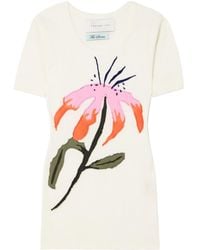 Conner Ives - Floral-Appliquéd Ribbed Cotton-Jersey T-Shirt - Lyst