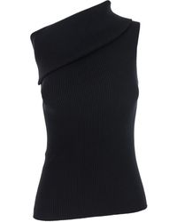 Rick Owens - 'Athena' Ribbed Knit Asymmetric Top With Wide Neckline - Lyst