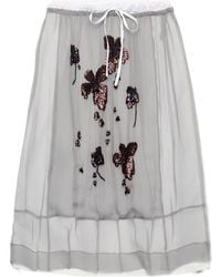 Prada - Embroidered Chiffon Midi Skirt - Lyst