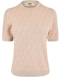 Fendi - Light Short-Sleeve Crew Neck Knit Top - Lyst